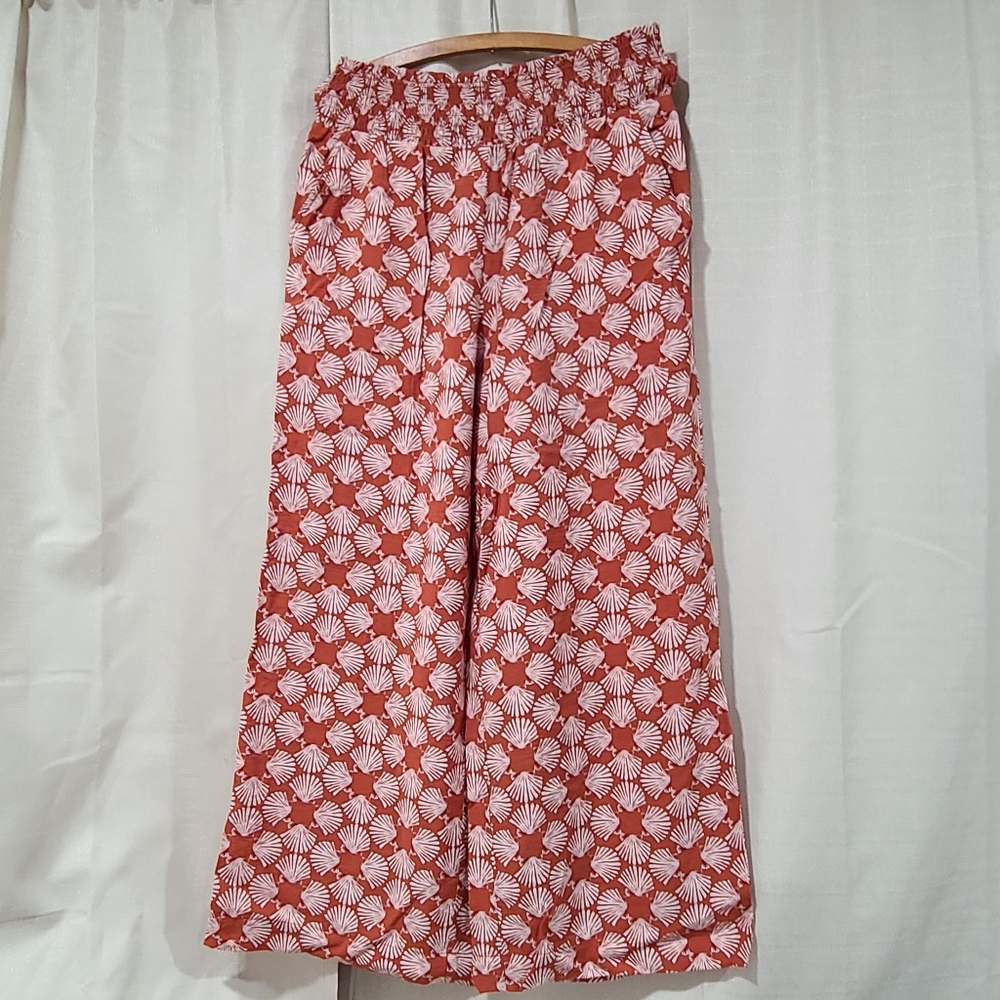 Maeve Anthropologie Seashell Printed Wide-Leg Pants Medium - Picture 2 of 15